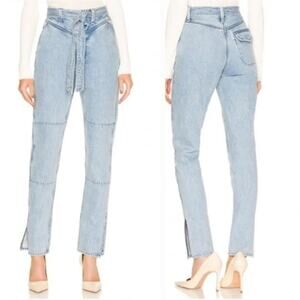 Rag & Bone Women's High Rise Mia Yoke Straight Jeans Cotton Blue Denim 25